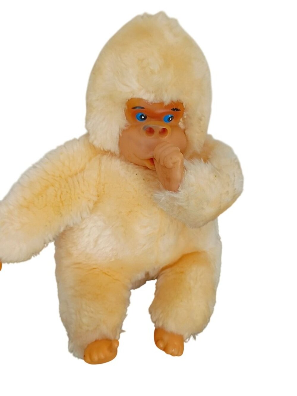 Vintage Armbee Corp‎ Plush Monkey Gorilla Toy Rubber Plastic Face Yellow 1980s